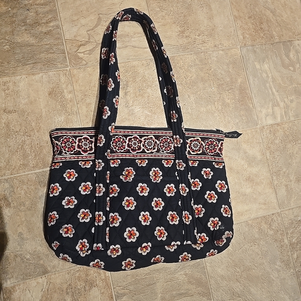 Vera Bradley Floral Patterned Black Tote Bag
